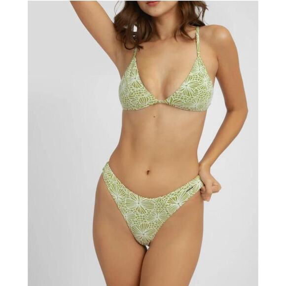 Blackbough Kate Sage Jacquard Bikini Set Small Triangle Top Cheeky Bottoms - Picture 1 of 6